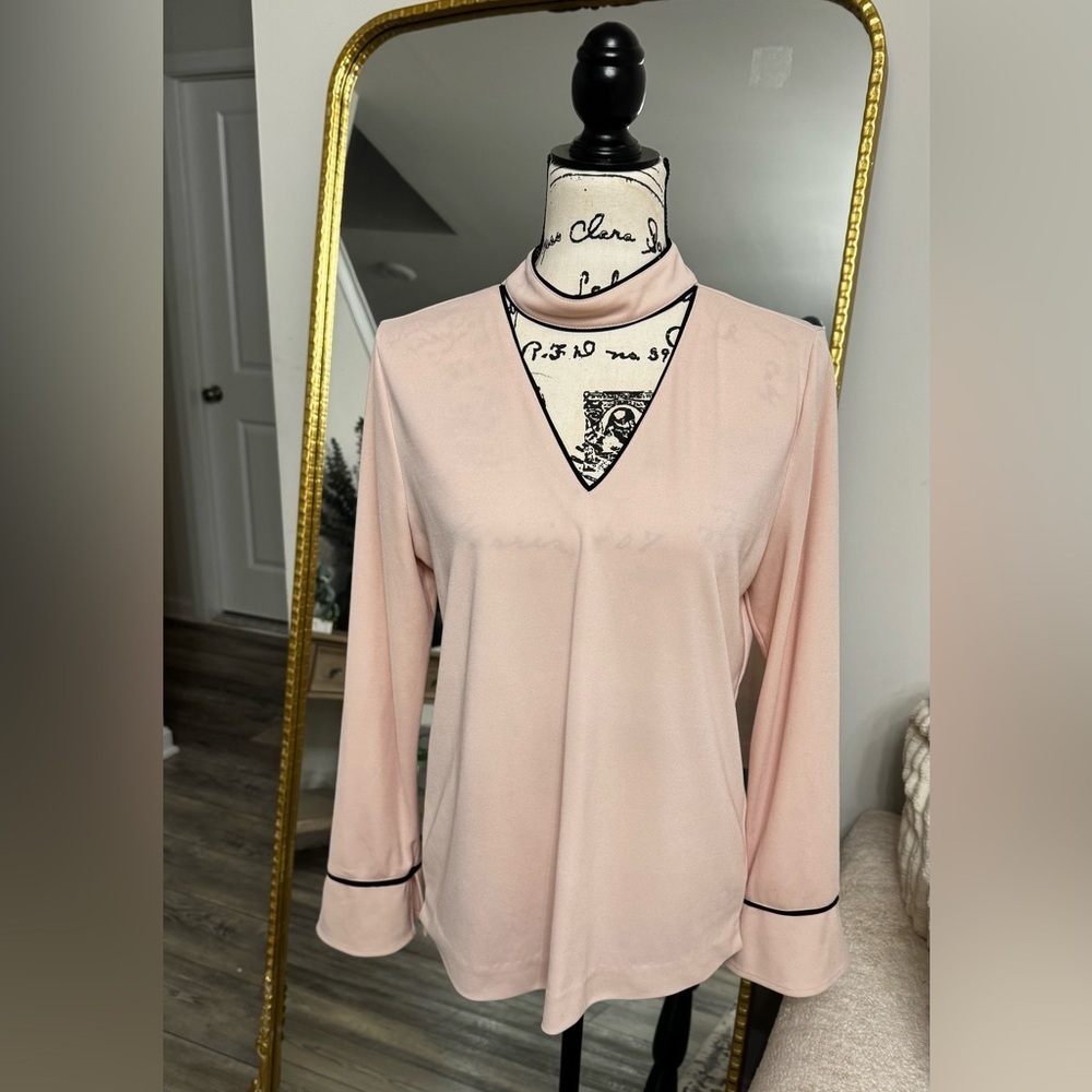 Karl Lagerfeld Blush Pink Long Sleeve Blouse